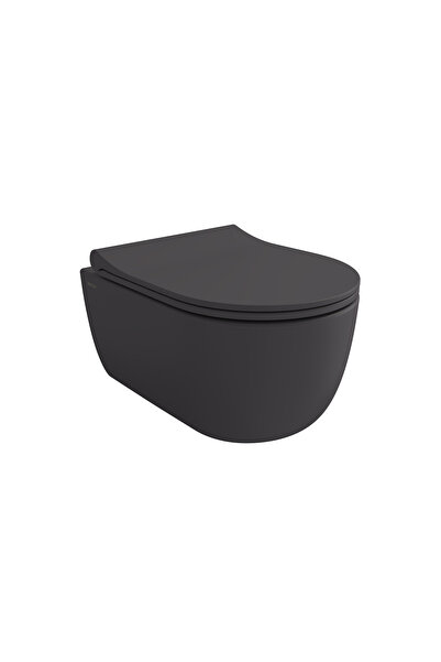 Bocchi V-Tondo Kanalsız Kısa Asma Klozet Kapak Dahil Antrasit 1417-020-0128