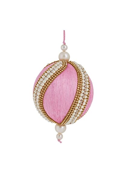 OEM Glob de Crăciun roz cu fir roz, pietre și mărgele ø10cm