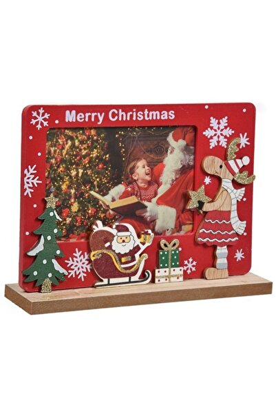 OEM Wooden Christmas photo frame with deer Santa gift 19x13cm