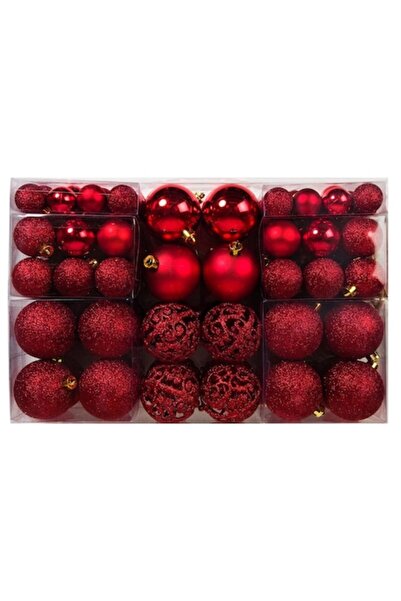 SHOPIENS Set globuri roșii de Crăciun, mate, strălucitoare și sclipitoare 3-4...