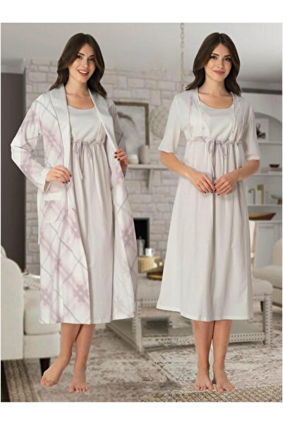 Lohusa Homewear Set de 2 cămăși de noapte pentru femei, roz, cu design specia...