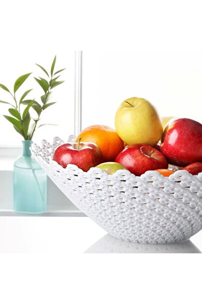 SHOPIENS Fruit Bowl, Braided Pattern, Plastic, Black, 34.5x12cm, MYONNA IT & E- COMMERCE ®