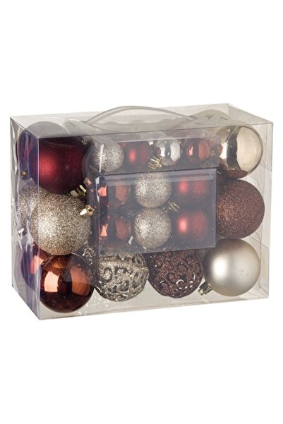 SHOPIENS Set Globuri de Crăciun Bej Bronz, Mat/Strălucitor/Sclipici, 3-4-6 cm...