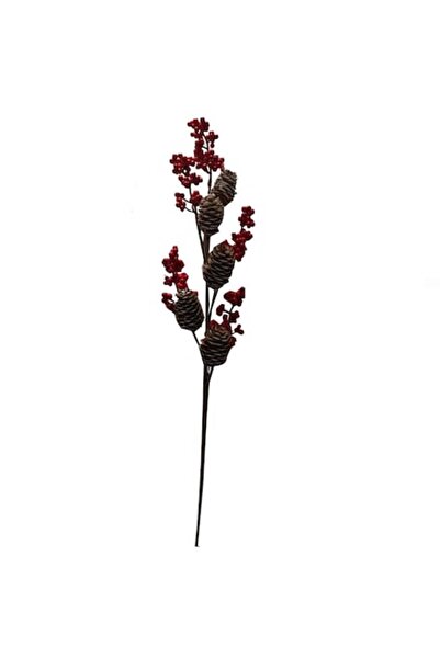 SHOPIENS Creangă decorativă de Crăciun cu conuri și fructe de pădure roșii, 60 cm