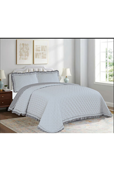 Dainty Home Goblette Home LARA Serisi TEK Kişilik Fırfırlı Kapitone Yatak Örtüsü Seti - 5 Renk)