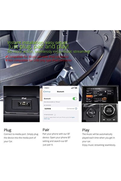 YATOUR Bluetooth 5.0 interface for music compatible with Land Rover, Range Rover, Jaguar, plug and play