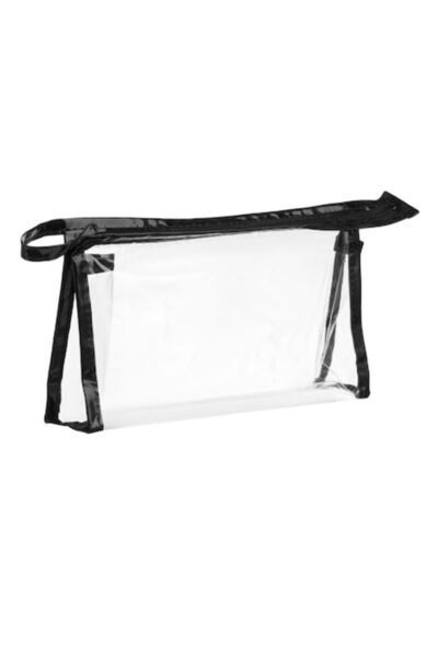 OEM Transparent Plastic Makeup Bag, Black, 22x14x5.5 cm
