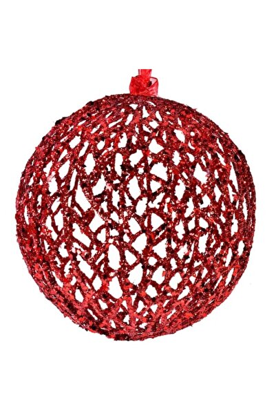 SHOPIENS Glob de Crăciun cu sclipici roșu, plastic, 15 cm