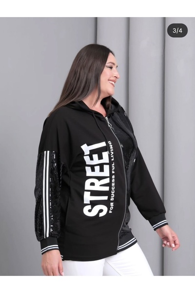 tellevolle سترة مزينة بالترتر مع قلنسوة