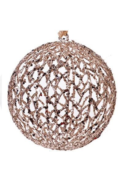 OEM Ornament de Crăciun pentru brad, bilă cu sclipici bej, 15 cm