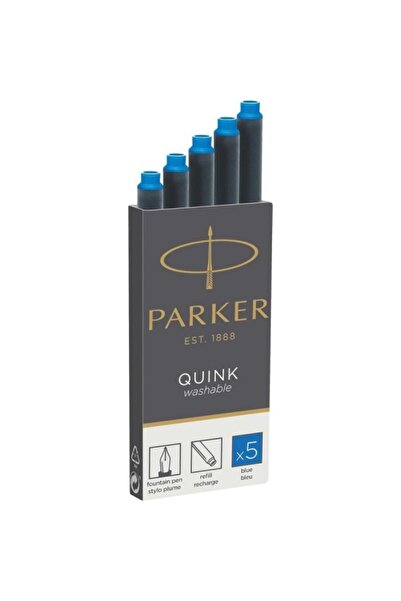 Parker Големи сини патрони за химикалки, перманентно мастило, 5 броя/кутия Qu...
