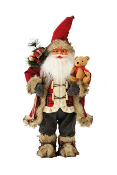 BaoBao Decorative Santa Claus 45 cm rustic with teddy bear and bag of gifts