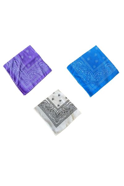 Rupen Kraft 100% Cotton Classic Pattern Unisex 3-Piece Bandana Set Colorful Bandana Ethnic Patterned a Quality Bandana