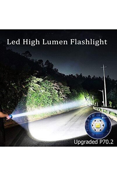 Jiffy Super Bright Rechargeable LED Flashlights, 90000 Lumens XHP70.2 Tactical Flashlight, 10000mA