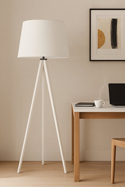 Vivido Home Mono Kumaş beyaz Ahşap Lambader