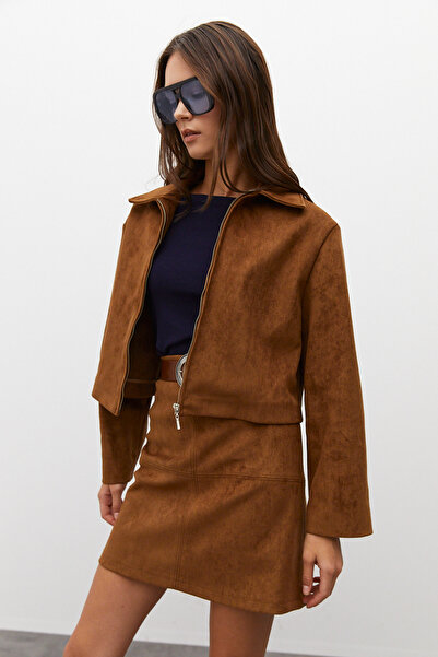 urban focus Zippered Suede Jacket