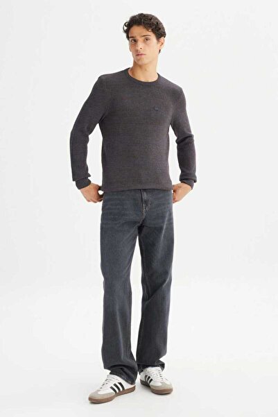 Lee L2520364220 Pulover tricotat maro pentru bărbați, croială normală