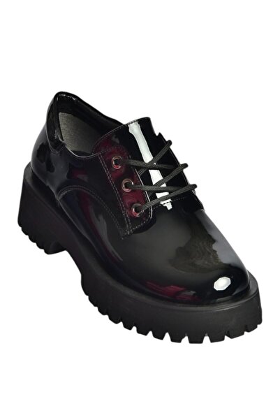 Fox Shoes V820007108 Siyah Rugan Kalın Tabanlı Klasik Ayakkabı