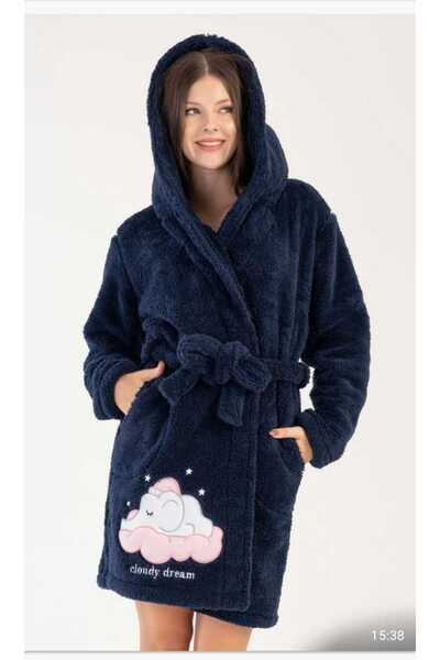 Pimody Γυναικεία βελούδινη ρόμπα με κουκούλα