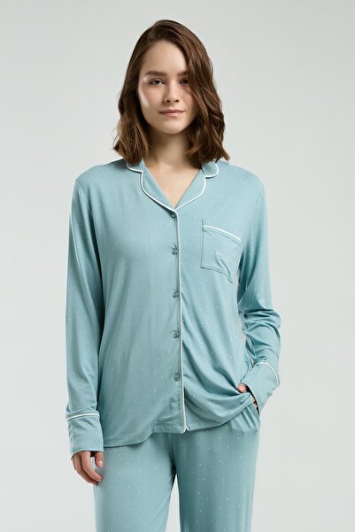 Pierre Cardin Women's Shirt Collar Front Buttoned Pajama Set-8986