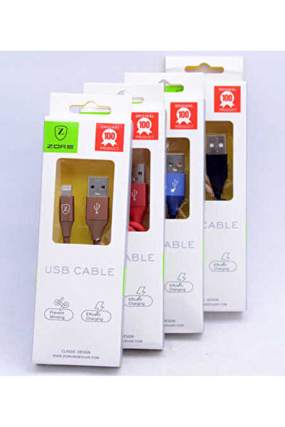 zore Brown Metal Tip Lightning USB Cable-Senk