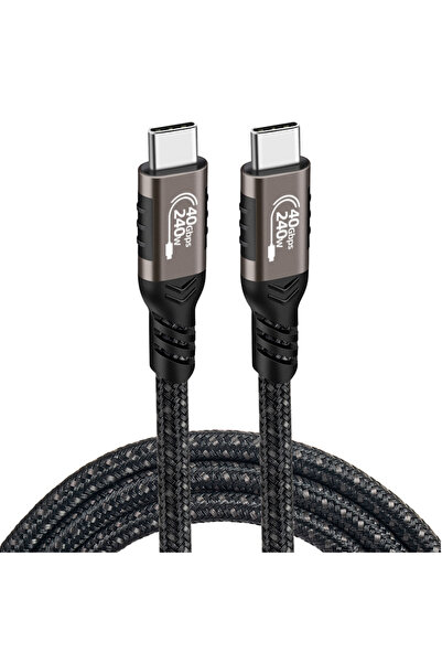zore Black Qg01 Type-C to Type-C Usb4 Pd Data Cable 240W 40Gbps 8K@60Hz 0.2 Meter-Senk
