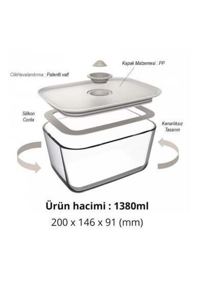 NEOFLAM Fika Clik Rectangular Storage Container Beige 4 Piece Set 2 Pieces 800 ml 2 Pieces 1380 ml