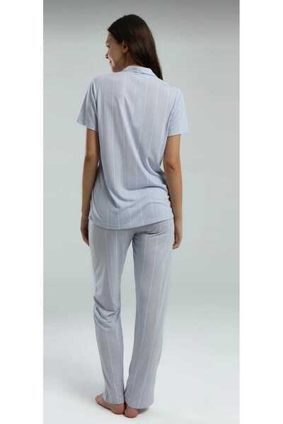 Pierre Cardin Set de pijamale pentru femei cu nasturi în față, în cutie, albastru-8.9.8.2