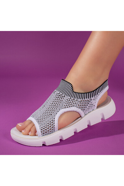 Modlet.ro Women's white flat-sole sandals MOD11344