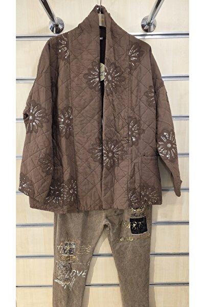 Park Moda Ватирана памучна яке с детайли от хризантемови мъниста