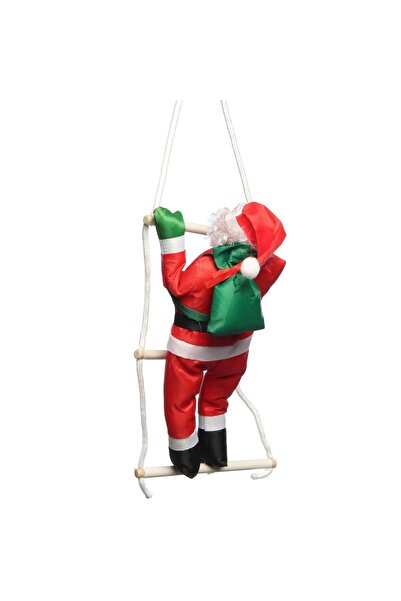 BaoBao Moș Crăciun pe scară 40 cm – decor atârnabil pentru fereastră/balcon