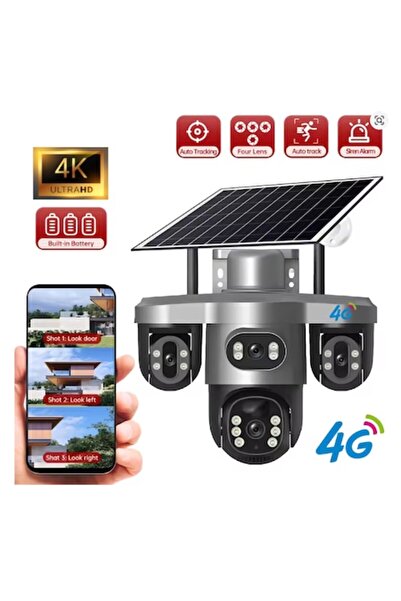 OEM YX209-4G Triple Rotating 4G Solar Surveillance Camera (3 Rotatable Cameras)