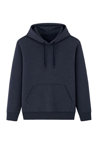 CGA Чоловічий однотонний синій світшот з капюшоном Чоловічий світшот синій