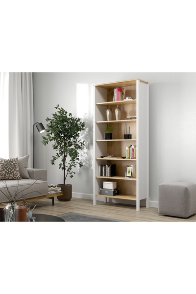 Sakura Ahşap Hunerika Caeli 6 raflı Kitaplık -Wood Beyaz/legnano-Minifiks Bağlantılı