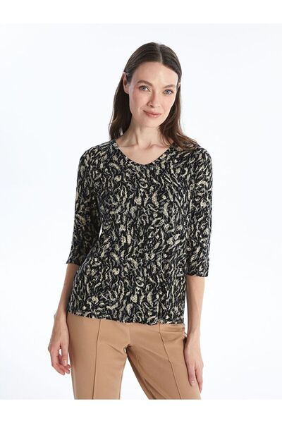 LC Waikiki LCW Grace Μπλούζα με σχέδιο σε V λαιμόκοψη