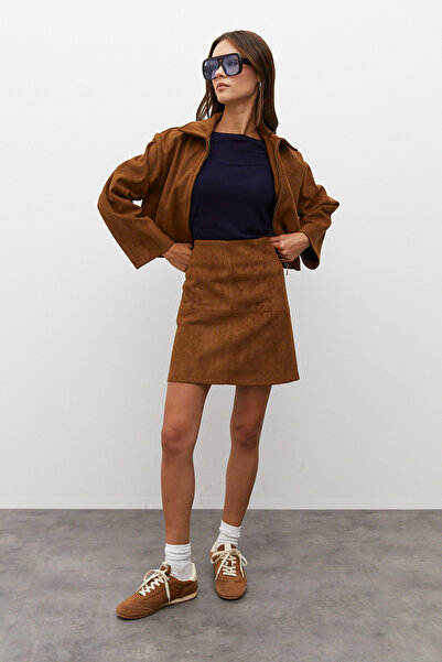 urban focus Süet Kısa Çan Etek