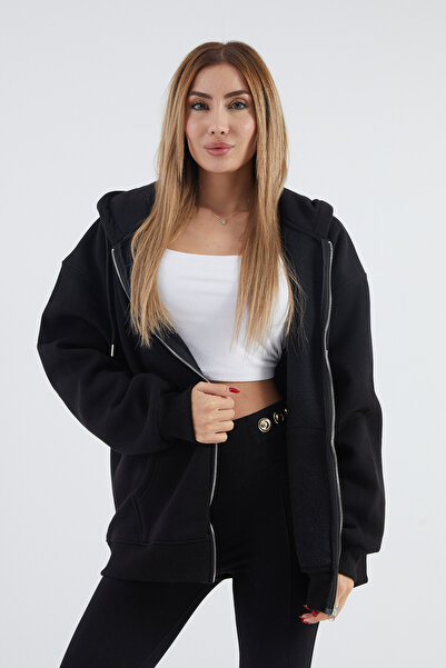 DPARİS Hooded Ribbed Oversize Sweatshirt