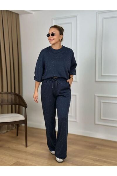 Famel Butik Crew Neck Stone Modal Fabric Set