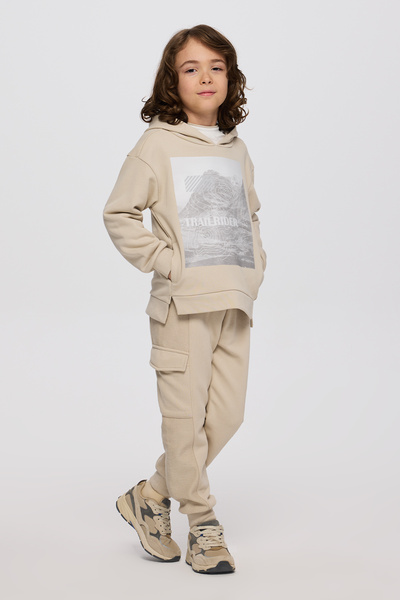 Panço Erkek Çocuk Kapüşonlu Taş Sweatshirt