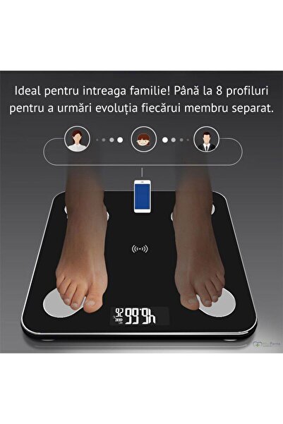 NextFarma Cantar electronic inteligent, Aplicatie gratuita smart, Ecran digital iluminat, Negru, Nextfarma®