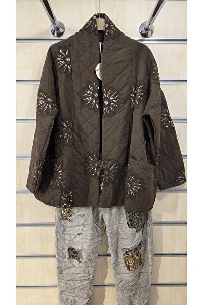 Park Moda Ватирана памучна яке с детайли от хризантемови мъниста