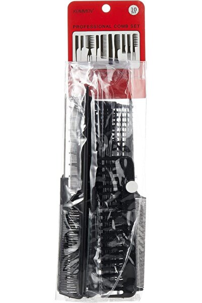 Jiffy مجموعة أمشاط شعر سوداء مكونة من 10 قطع، مجموعة أمشاط تصفيف الشعر الاحترافية متعددة الوظائف