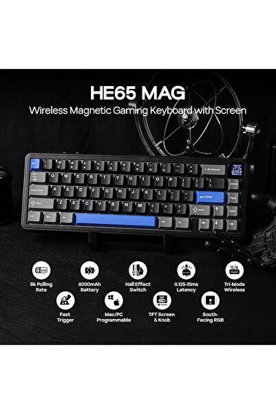 Epomaker HE65 Magnetic 65% Gaming Keyboard, 8K Polling, 0.125ms, Hall Effect, Hot-Swappable (Black)