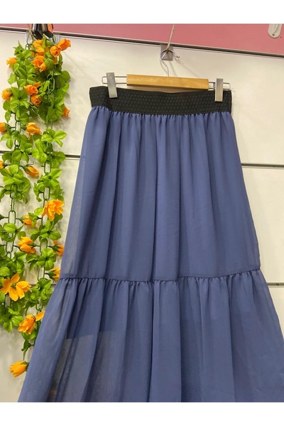 edu collection Fusta din sifon cu căptușeală lungime MIDI lungime 85 cm