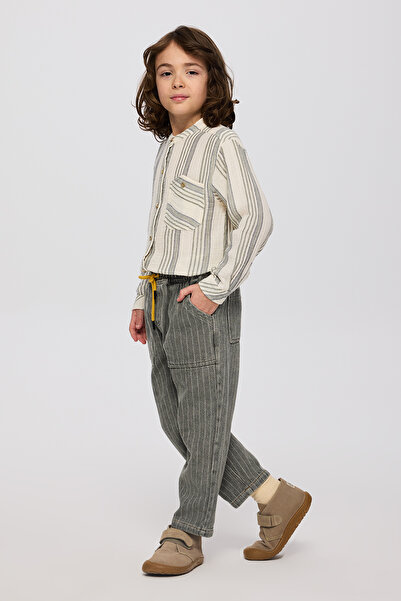 Panço Erkek Çocuk Beli Lastikli Haki Pantolon