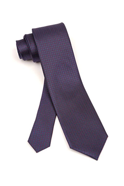 6AM Ceremony Navy tie with red micro-checks made of silk