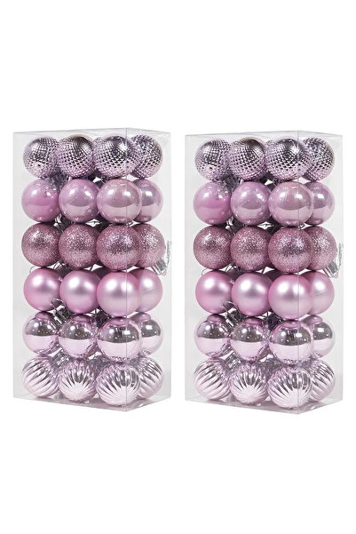 BaoBao Set of 36 Christmas tree baubles – 34x17x11cm, delicate pink shade