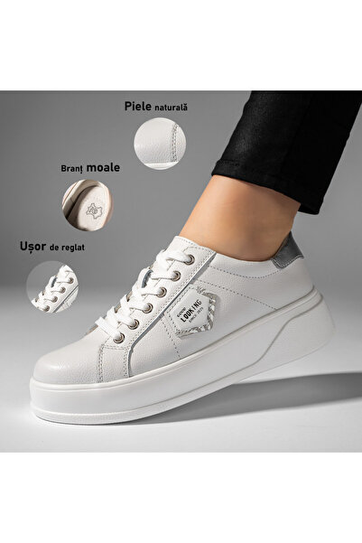 BMoD Women's white leather sneakers with laces MOD10930