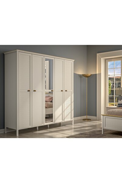 Sakura Ahşap Hunerika Minira Premium 5 kapak 2 gizli çekmeceli Gardırop-Minif...