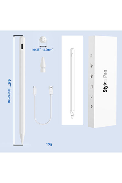 zore قلم SENK الجديد من سلسلة Pencil 16 Stylus للوحات اللمس - أبيض